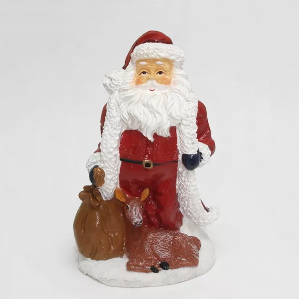 Vivid 3D Hand-painted Resin Christmas Figurine Santa Statue Xmas Tree Candle Paraffin Wax