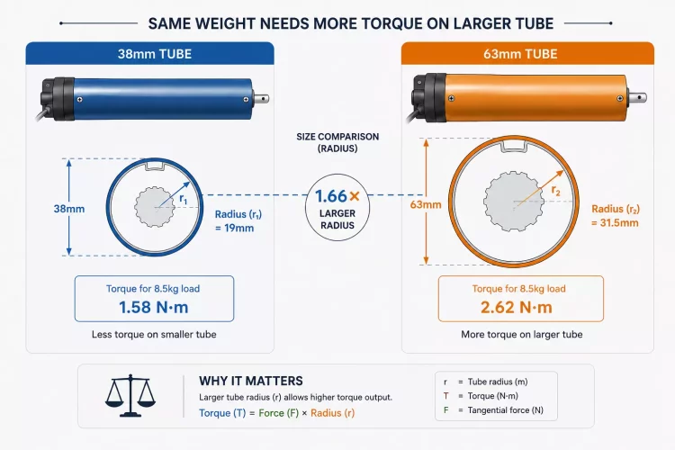 same load - different diameter tube